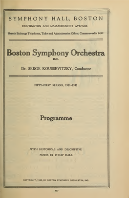 Boston Symphony Orchestra Concert Programs, Season 51,1931-1932