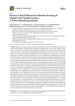 Passive L-Band Microwave Remote Sensing of Organic Soil Surface Layers: a Tower-Based Experiment