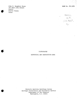 John H. Houghton House HABS No. TX-3264 307 West 12Th Street