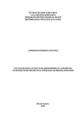 A Expedição De Henry Walter Bates Ao Brasil (1848-1859)