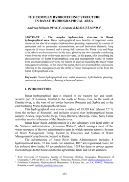 The Complex Hydrotechnic Structure in Banat Hydrographical Area