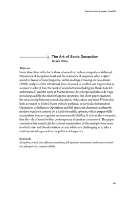 The Art of Sonic Deception Teresa Dillon