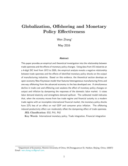 Globalization, Offshoring and Monetary Policy Effectiveness