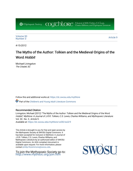 The Myths of the Author: Tolkien and the Medieval Origins of the Word <I