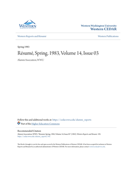 Résumé, Spring, 1983, Volume 14, Issue 03 Alumni Association, WWU