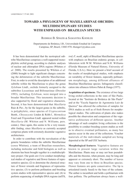 Toward a Phylogeny of Maxillariinae Orchids: Multidisciplinary Studies with Emphasis on Brazilian Species