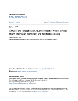 Attitudes and Perceptions of Advanced Practice Nurses Towards Health Information Technology and Its Effects on Caring