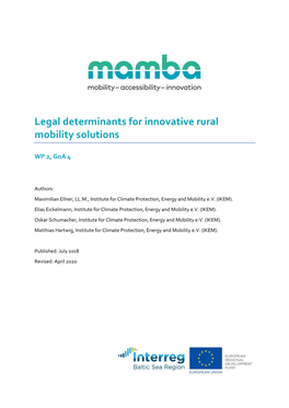 Legal Determinants for Innovative Rural Mobility Solutions