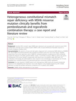 Heterogeneous Constitutional Mismatch Repair Deficiency With