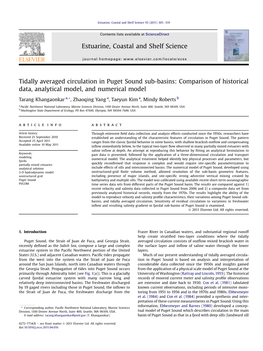 Tidally Averaged Circulation in Puget Sound Sub-Basins: Comparison of Historical Data, Analytical Model, and Numerical Model