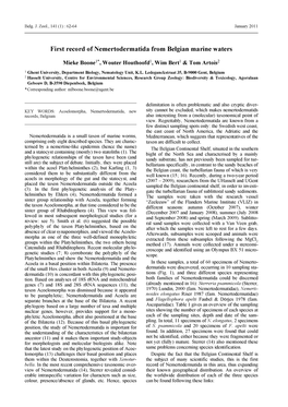 First Record of Nemertodermatida from Belgian Marine Waters