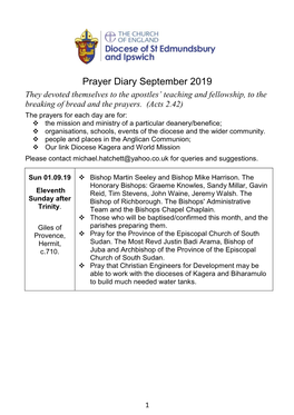 Prayer Diary September 2019