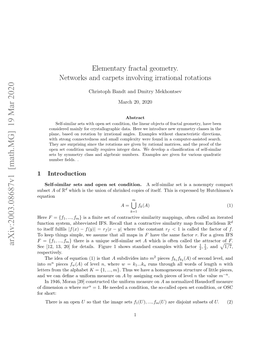 Elementary Fractal Geometry. Networks and Carpets Involving Irrational Rotations