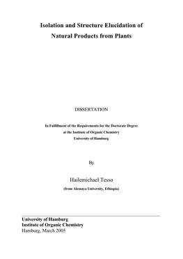 Isolation and Structure Elucidation of Natural Products from Plants