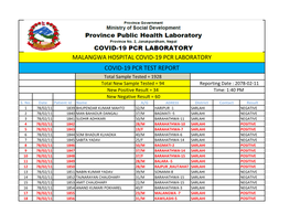 Malangwa Hospital Covid-19 Pcr Laboratory Covid-19
