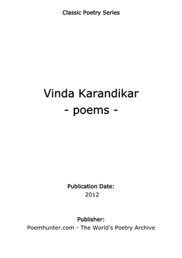 Vinda Karandikar - Poems