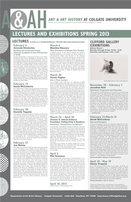Lectures and Exhibitions Spring 2013
