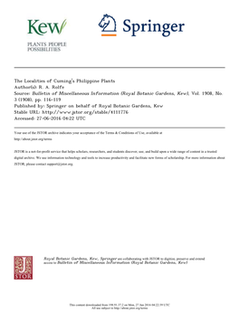 The Localities of Cuming's Philippine Plants Author(S): R