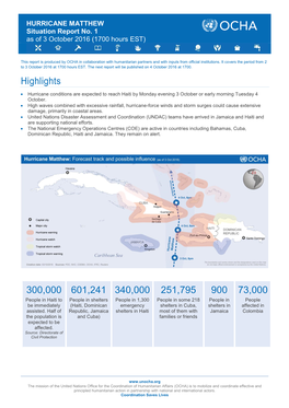 OCHA Hurricane Matthew Situation Report #1