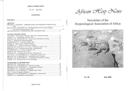 Newsletter of the Herpetological Association of Africa