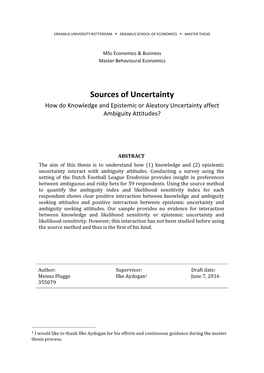 Sources of Uncertainty How Do Knowledge and Epistemic Or Aleatory Uncertainty Affect Ambiguity Attitudes?