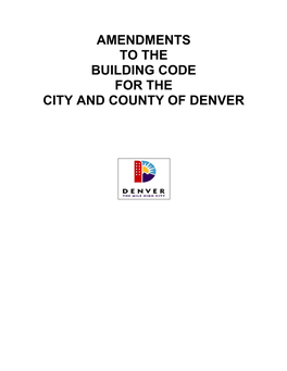 Amendments to the Building Code for the City and County of Denver