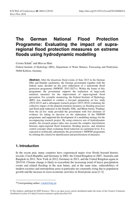 The German National Flood Protection Programme: Evaluating the Impact of Supra- Regional Flood Protection Measures on Extreme Floods Using Hydrodynamic Modelling