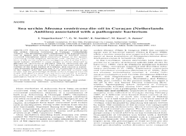 Sea Urchin Meoma Ventricosa Die-Off in Cura~Ao(Netherlands Antilles) Associated with a Pathogenic Bacterium