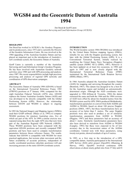 WGS84 and the Geocentric Datum of Australia 1994