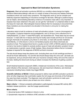 Approach to Mast Cell Activation Syndrome