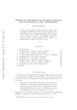 Diophantus Revisited: on Rational Surfaces and K3 Surfaces in the Arithmetica