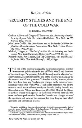 Security Studies and the End of the Cold War