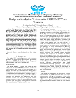 Design and Analysis of Axle Arm for ARJUN MBT Track Tensioner G