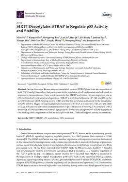 SIRT7 Deacetylates STRAP to Regulate P53 Activity and Stability