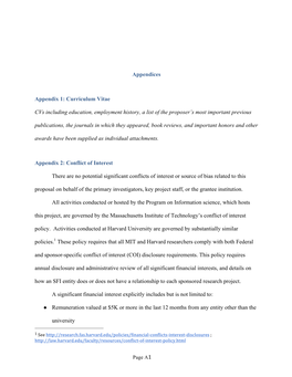 Appendices Appendix 1: Curriculum Vitae Cvs Including Education