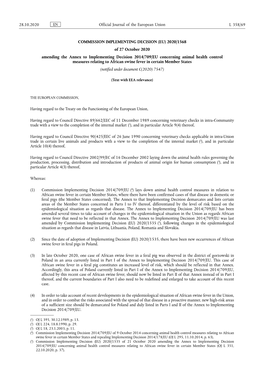 (EU) 2020/1568 of 27 October 2020 Amending the Annex to Implementing Decision 2014/709/EU Conce