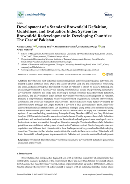 Development of a Standard Brownfield Definition, Guidelines