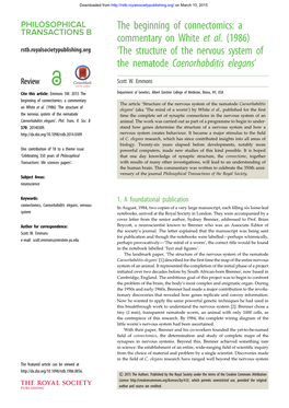 The Beginning of Connectomics: a Commentary on White Et Al