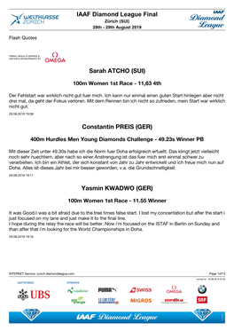 Zurich 2019: Flash Interviews (PDF)