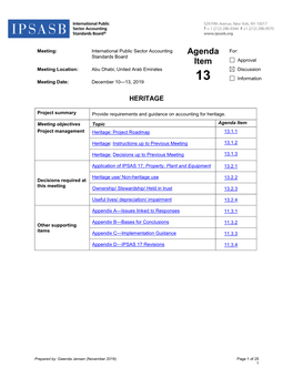 Agenda Item 13.1.1 HERITAGE: PROJECT ROADMAP1