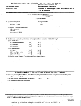 Received by NSD/FARA Registration Unit 10/3J /2018 04'26-00 PM Received by NSD/FARA Registration Unit 10/31/2018 04:26:00 PM