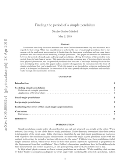 Finding the Period of a Simple Pendulum