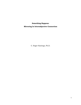 Something Happens: Mirroring in Intersubjective Connection C