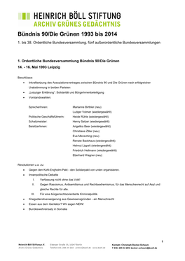 Bündnis 90/Die Grünen 1993 Bis 2014