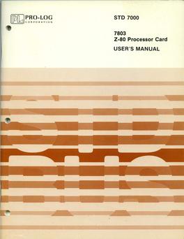 STD 7000 7803 Z-80 Processor Card USER's MANUAL