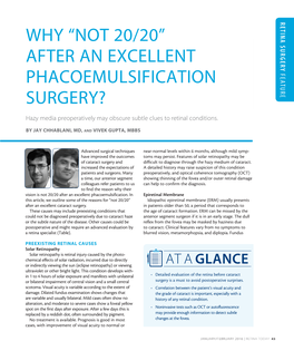 Why “Not 20/20” After an Excellent Phacoemulsification Surgery?