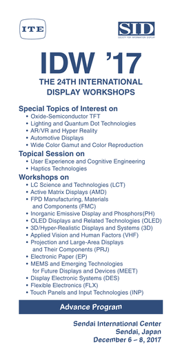 Idw ’17 the 24Th International Display Workshops