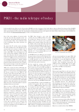 PSK31 - the Radio Teletype of Today