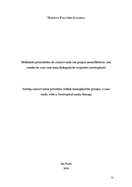 Um Estudo De Caso Com Uma Linhagem De Serpentes Neotropicais