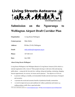 Submission on the Ngauranga to Wellington Airport Draft Corridor Plan